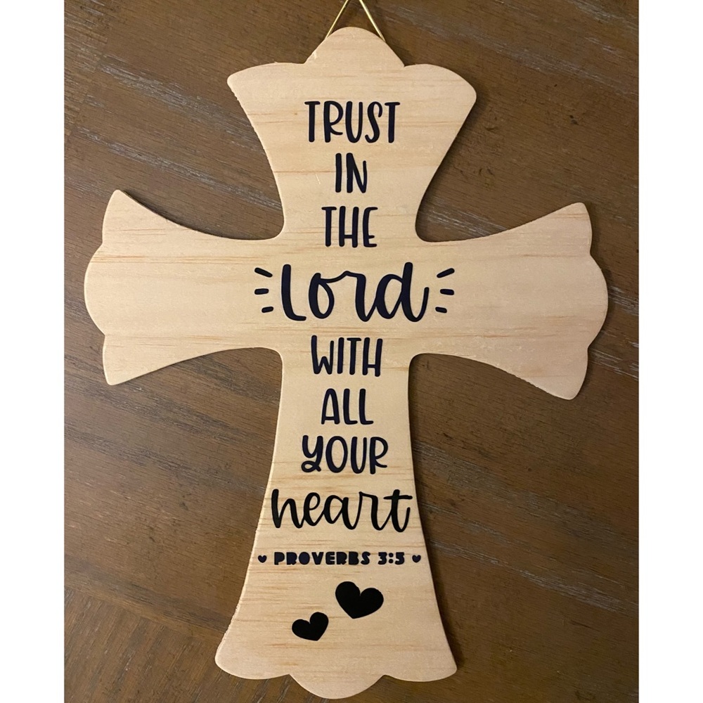 Handmade Personalized Wood Cross Sign - Picture 1 of 4